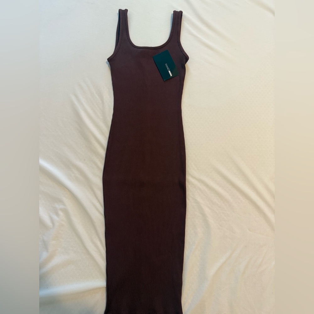Fashion Nova Brown Ribbed Dress